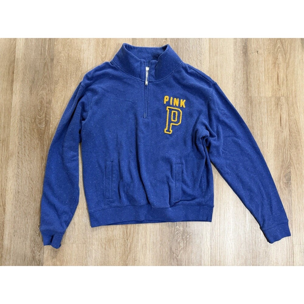 Victoria’s Secret PINK Y2K Blue Quarter Zip Sweatshirt Women’s Size Medium